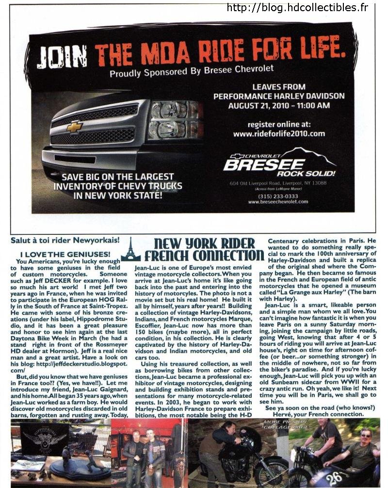 Article paru en Août 2010 dans le New York Rider Magazine