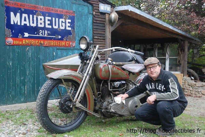 Jean Luc et la Harley-Davidson 1340 CC Type JD Sport de 1929 ex machine de grand tourisme du boxeur allemand Max SCHMELING champion du monde de Boxe en 1933 –poids walter- C'est la moto qui va gagner !!